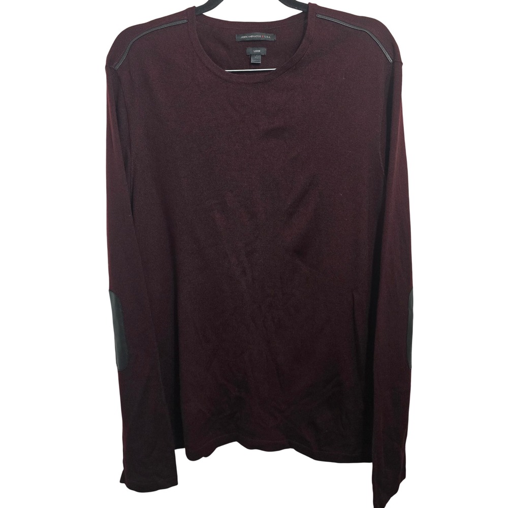 John Varvatos USA Luxe Merino Wool Blend‎ Sweater Burgundy Men's Size XL
